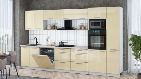 Кухонный гарнитур Интерлиния Мила Gloss 3.6-ПМ1