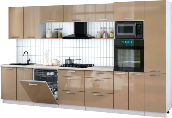 Кухонный гарнитур Интерлиния Мила Gloss 3.6-ПМ1 - фото