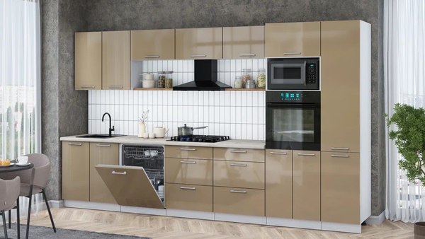 Кухонный гарнитур Интерлиния Мила Gloss 3.6-ПМ1