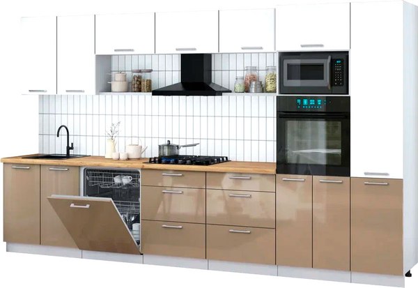 Кухонный гарнитур Интерлиния Мила Gloss 3.6-ПМ1 - фото