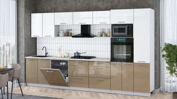 Кухонный гарнитур Интерлиния Мила Gloss 3.6-ПМ1