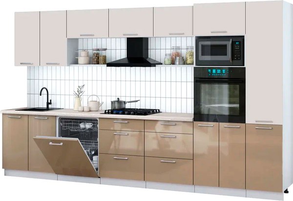 Кухонный гарнитур Интерлиния Мила Gloss 3.6-ПМ1 - фото