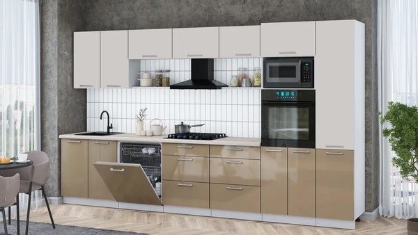 Кухонный гарнитур Интерлиния Мила Gloss 3.6-ПМ1