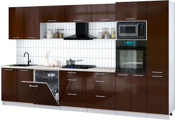 Кухонный гарнитур Интерлиния Мила Gloss 3.6-ПМ1 - фото