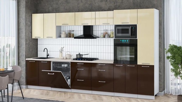 Кухонный гарнитур Интерлиния Мила Gloss 3.6-ПМ1