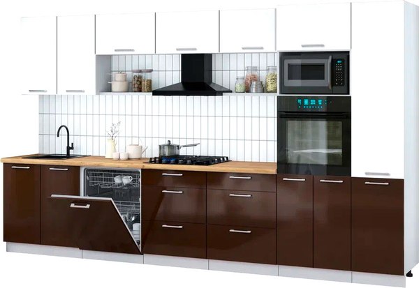 Кухонный гарнитур Интерлиния Мила Gloss 3.6-ПМ1 - фото