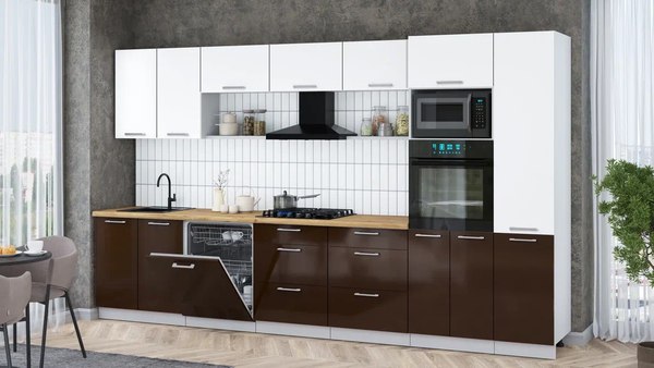 Кухонный гарнитур Интерлиния Мила Gloss 3.6-ПМ1