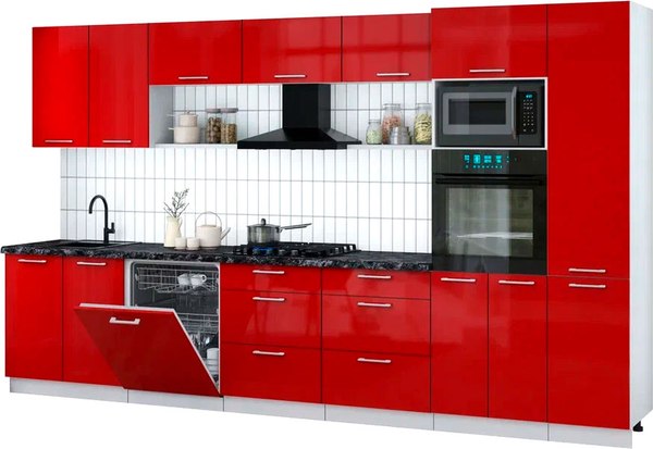 Кухонный гарнитур Интерлиния Мила Gloss 3.6-ПМ1 - фото