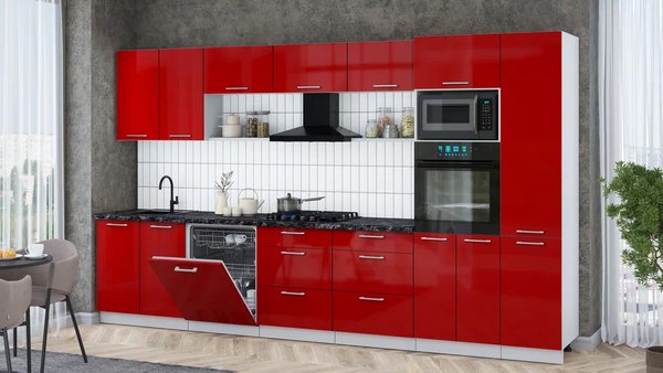 Кухонный гарнитур Интерлиния Мила Gloss 3.6-ПМ1