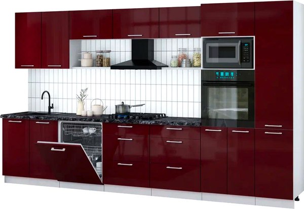 Кухонный гарнитур Интерлиния Мила Gloss 3.6-ПМ1 - фото