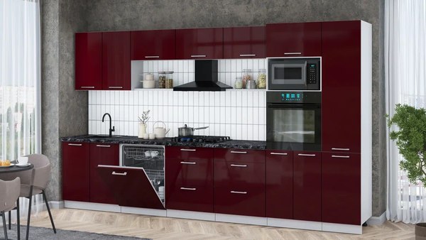 Кухонный гарнитур Интерлиния Мила Gloss 3.6-ПМ1