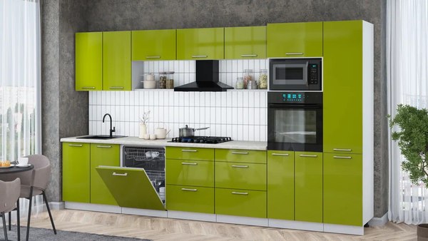 Кухонный гарнитур Интерлиния Мила Gloss 3.6-ПМ1