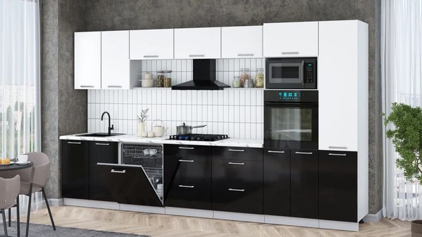 Кухонный гарнитур Интерлиния Мила Gloss 3.6-ПМ1