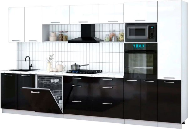 Кухонный гарнитур Интерлиния Мила Gloss 3.6-ПМ1 - фото