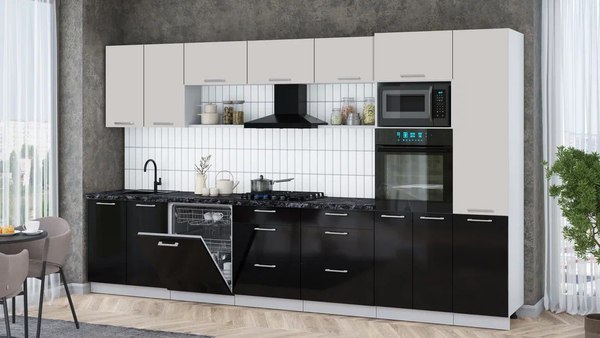 Кухонный гарнитур Интерлиния Мила Gloss 3.6-ПМ1