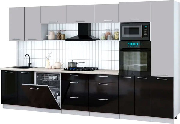 Кухонный гарнитур Интерлиния Мила Gloss 3.6-ПМ1 - фото