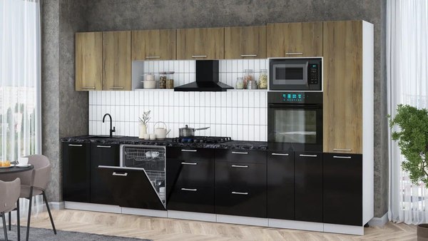 Кухонный гарнитур Интерлиния Мила Gloss 3.6-ПМ1