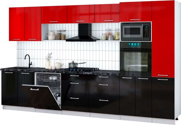 Кухонный гарнитур Интерлиния Мила Gloss 3.6-ПМ1 - фото