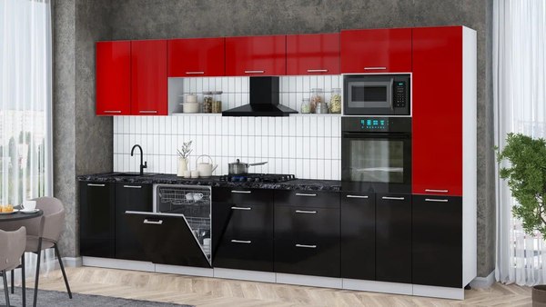 Кухонный гарнитур Интерлиния Мила Gloss 3.6-ПМ1