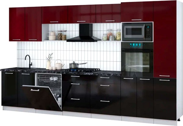 Кухонный гарнитур Интерлиния Мила Gloss 3.6-ПМ1 - фото