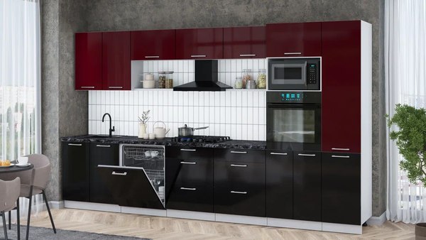 Кухонный гарнитур Интерлиния Мила Gloss 3.6-ПМ1