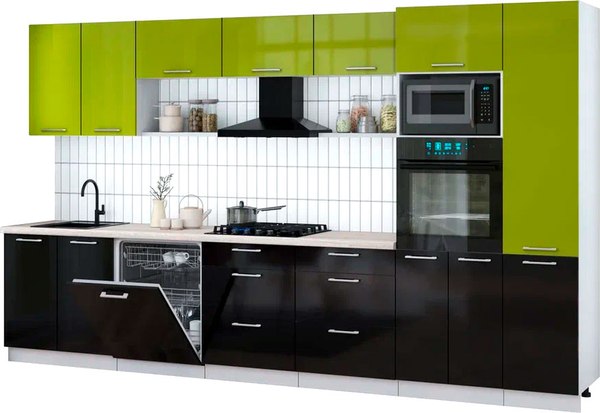 Кухонный гарнитур Интерлиния Мила Gloss 3.6-ПМ1 - фото