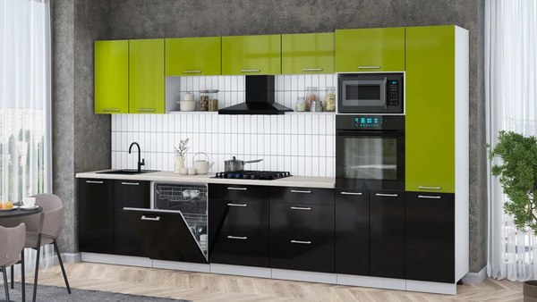 Кухонный гарнитур Интерлиния Мила Gloss 3.6-ПМ1