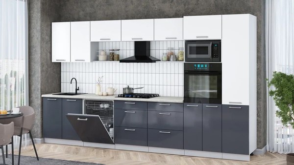 Кухонный гарнитур Интерлиния Мила Gloss 3.6-ПМ1