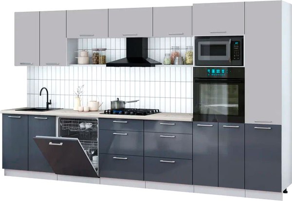 Кухонный гарнитур Интерлиния Мила Gloss 3.6-ПМ1 - фото