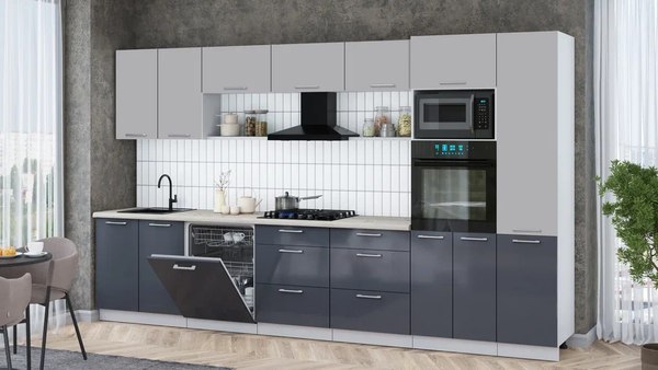 Кухонный гарнитур Интерлиния Мила Gloss 3.6-ПМ1