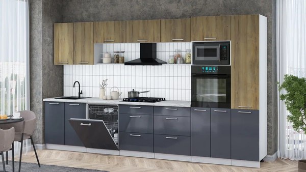 Кухонный гарнитур Интерлиния Мила Gloss 3.6-ПМ1