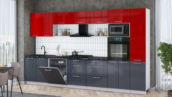 Кухонный гарнитур Интерлиния Мила Gloss 3.6-ПМ1