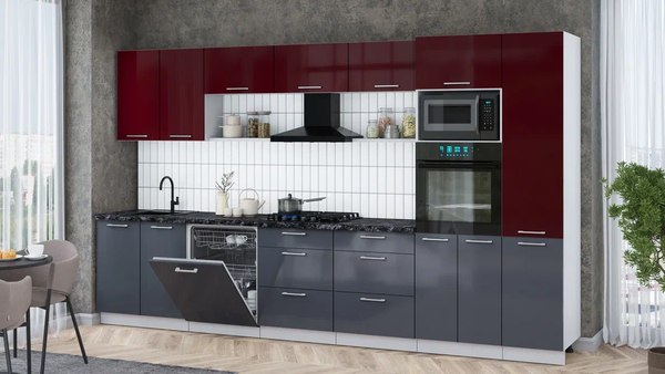 Кухонный гарнитур Интерлиния Мила Gloss 3.6-ПМ1