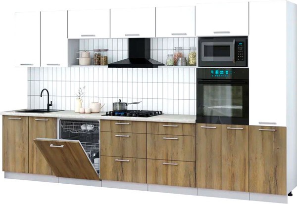 Кухонный гарнитур Интерлиния Мила Gloss 3.6-ПМ1 - фото