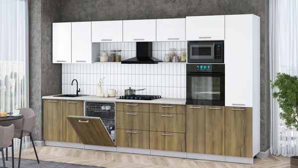 Кухонный гарнитур Интерлиния Мила Gloss 3.6-ПМ1