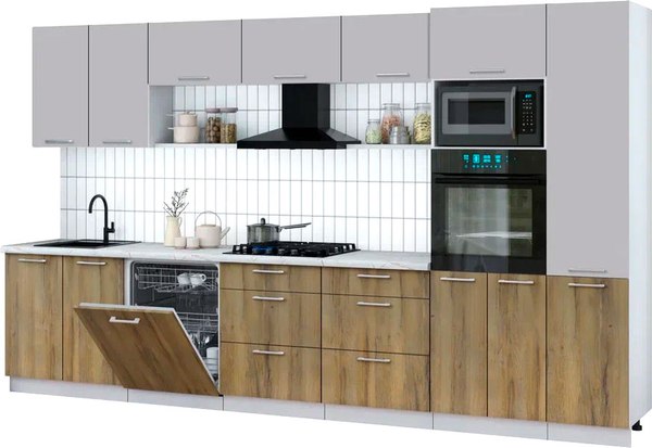 Кухонный гарнитур Интерлиния Мила Gloss 3.6-ПМ1 - фото
