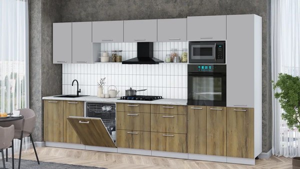 Кухонный гарнитур Интерлиния Мила Gloss 3.6-ПМ1