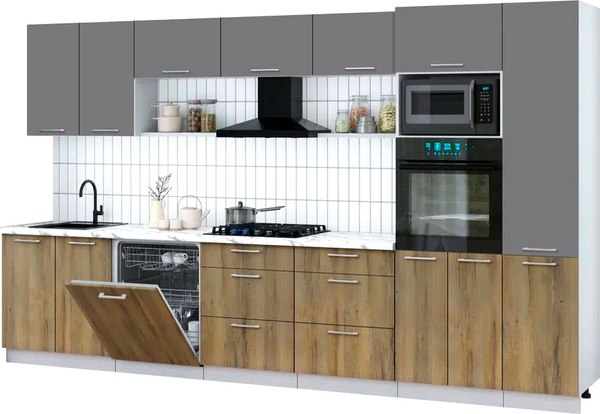 Кухонный гарнитур Интерлиния Мила Gloss 3.6-ПМ1 - фото
