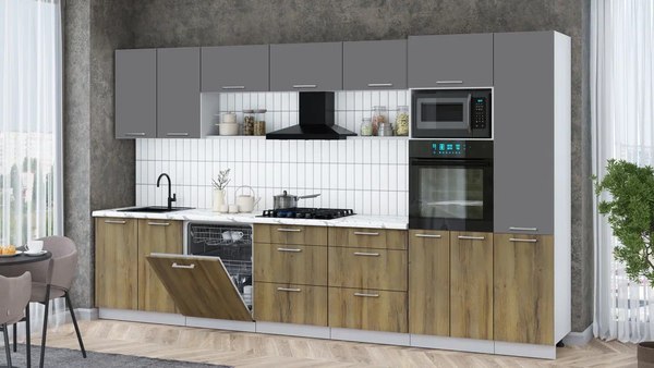 Кухонный гарнитур Интерлиния Мила Gloss 3.6-ПМ1