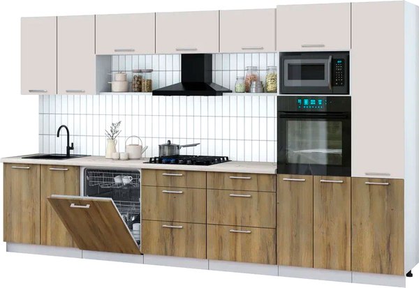 Кухонный гарнитур Интерлиния Мила Gloss 3.6-ПМ1 - фото