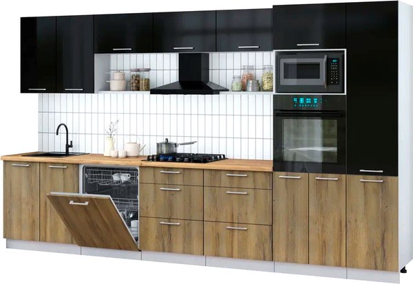 Кухонный гарнитур Интерлиния Мила Gloss 3.6-ПМ1 - фото