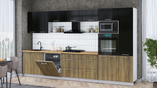 Кухонный гарнитур Интерлиния Мила Gloss 3.6-ПМ1