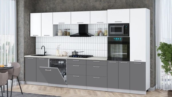 Кухонный гарнитур Интерлиния Мила Gloss 3.6-ПМ1