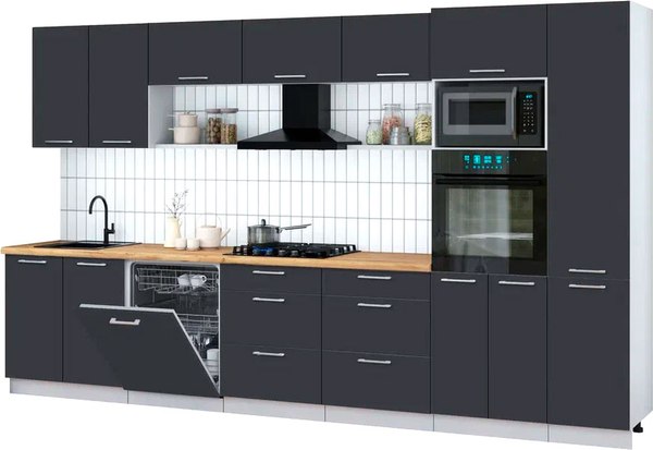 Кухонный гарнитур Интерлиния Мила Gloss 3.6-ПМ1 - фото