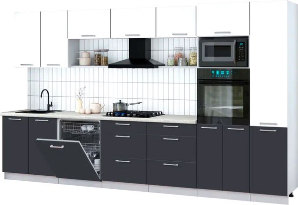 Кухонный гарнитур Интерлиния Мила Gloss 3.6-ПМ1 - фото