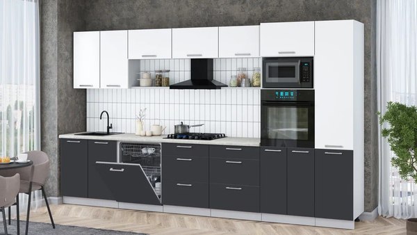 Кухонный гарнитур Интерлиния Мила Gloss 3.6-ПМ1