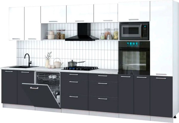 Кухонный гарнитур Интерлиния Мила Gloss 3.6-ПМ1 - фото