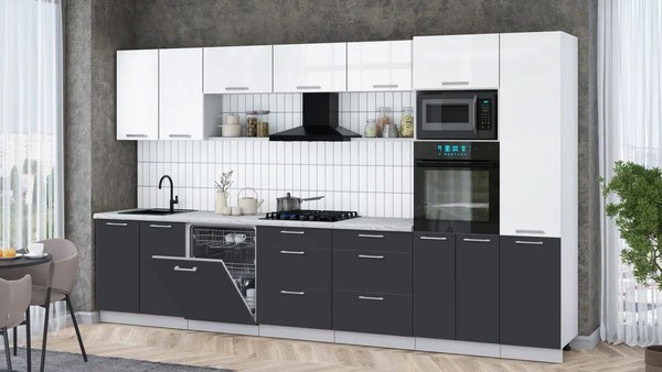 Кухонный гарнитур Интерлиния Мила Gloss 3.6-ПМ1