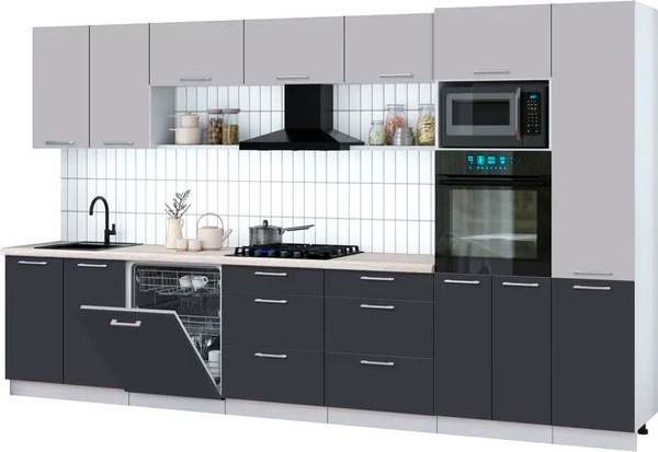 Кухонный гарнитур Интерлиния Мила Gloss 3.6-ПМ1 - фото