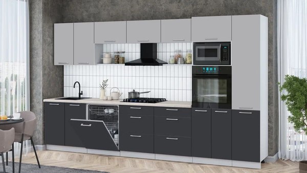 Кухонный гарнитур Интерлиния Мила Gloss 3.6-ПМ1